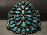 Earlier 1900's Vintage Navajo Turquoise Native American Jewelry Silver Bracelet-Nativo Arts