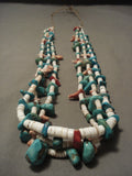 Earlier 1900's Vintage Santo Domingi Turquoise And Shell Necklace-Nativo Arts