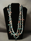 Earlier 1900's Vintage Santo Domingi Turquoise And Shell Necklace-Nativo Arts