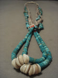Earlier 1900's Vintage Santo Domingo/ Navajo Native American Jewelry jewelry Turquoise Necklace-Nativo Arts