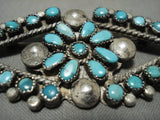 Earlier 1900's Vintage Zuni/ Navajo Turquoise Snake Eyes Native American Jewelry Silver Pin-Nativo Arts