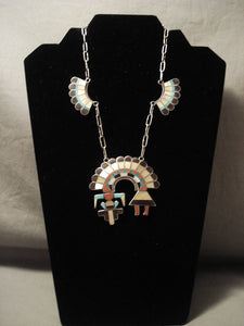 Earlier 1900's Vintage Zuni Turquoise Native American Jewelry Silver Necklace Old-Nativo Arts