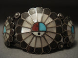 Earlier 1900's Vintage Zuni Turquoise 'Special Shell' Native American Jewelry Silver Bracelet-Nativo Arts