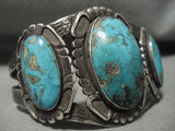 Earlier Huge! Vintage Navajo Domed Turquoise Native American Jewelry Silver Bracelet Old Jewelry-Nativo Arts