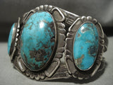 Earlier Huge! Vintage Navajo Domed Turquoise Native American Jewelry Silver Bracelet Old Jewelry-Nativo Arts