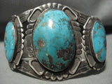 Earlier Huge! Vintage Navajo Domed Turquoise Native American Jewelry Silver Bracelet Old Jewelry-Nativo Arts