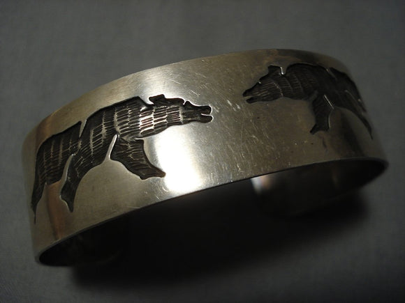 Earlier More Rare Vintage Native American Jewelry Hopi Bear Sterling Silver Bracelet Cuff Old-Nativo Arts
