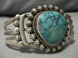 Earlier Spiderweb Turquoise Vintage Native American Navajo Sterling Silver Bracelet Old Cuff-Nativo Arts