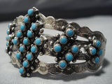 Earlier Vintage Native American Jewelry Navajo Snake Eyes Turquoise Sterling Silver Bracelet-Nativo Arts
