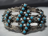 Earlier Vintage Native American Jewelry Navajo Snake Eyes Turquoise Sterling Silver Bracelet-Nativo Arts