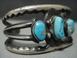 Earlier Vintage Navajo Blue Gem Turquoise Sterling Native American Jewelry Silver Bracelet Old-Nativo Arts