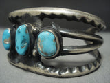 Earlier Vintage Navajo Blue Gem Turquoise Sterling Native American Jewelry Silver Bracelet Old-Nativo Arts