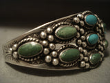 Earlier Vintage Navajo 'Cerrillos And Blue Gem' Turquoise Native American Jewelry Silver Bracelet-Nativo Arts