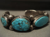 Earlier Vintage Navajo Turquoise Native American Jewelry Silver Bracelet-Nativo Arts