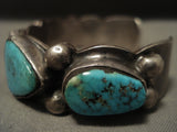 Earlier Vintage Navajo Turquoise Native American Jewelry Silver Bracelet-Nativo Arts