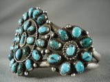 Earlier Vintage Navajo 'Turquoise Sun' Native American Jewelry Silver Bracelet-Nativo Arts