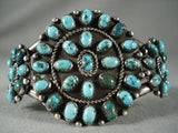 Earlier Vintage Navajo 'Turquoise Sun' Native American Jewelry Silver Bracelet-Nativo Arts