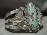 Early 1900's 'Big Natural Royston' Thicker Vintage Navajo Native American Jewelry Silver Bracelet Old-Nativo Arts