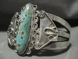 Early 1900's 'Big Natural Royston' Thicker Vintage Navajo Native American Jewelry Silver Bracelet Old-Nativo Arts