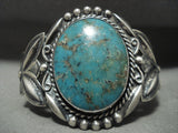 Early 1900's 'Earth Blue Turquoise' Vintage Navajo Native American Jewelry Silver Bracelet-Nativo Arts