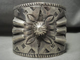 Early 1900's Hand Pounded Coin Native American Jewelry Silver 'Whirling Logs' Native American Jewelry Silver Bracelet Old-Nativo Arts