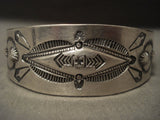 Early 1900's Hand Tooled Coin Native American Jewelry Silver Whriling Logs Native American Jewelry Silver Bracelet-Nativo Arts