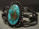 Early 1900's Heavier Vintage Natural Blue Gem Turquoise Native American Jewelry Silver Bracelet-Nativo Arts