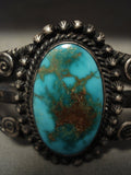 Early 1900's Heavier Vintage Natural Blue Gem Turquoise Native American Jewelry Silver Bracelet-Nativo Arts