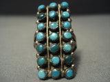 Early 1900's Huge Vintage Navajo Cerrillos Turquoise Snake Eyes Native American Jewelry Silver Ring-Nativo Arts