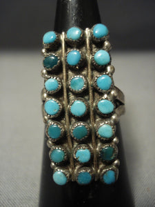 Early 1900's Huge Vintage Navajo Cerrillos Turquoise Snake Eyes Native American Jewelry Silver Ring-Nativo Arts