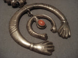 Early 1900's Ingot Native American Jewelry Silver Coral Naja Necklace Old Vintage-Nativo Arts