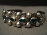Early 1900's Navajo Cerrillos Turquoise Native American Jewelry Silver Bulb Bracelet-Nativo Arts