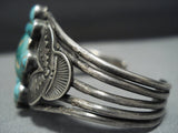 Early 1900's Thicker Vintage Native American Jewelry Navajo Sterling Silver Satellite Turquoise Bracelet-Nativo Arts