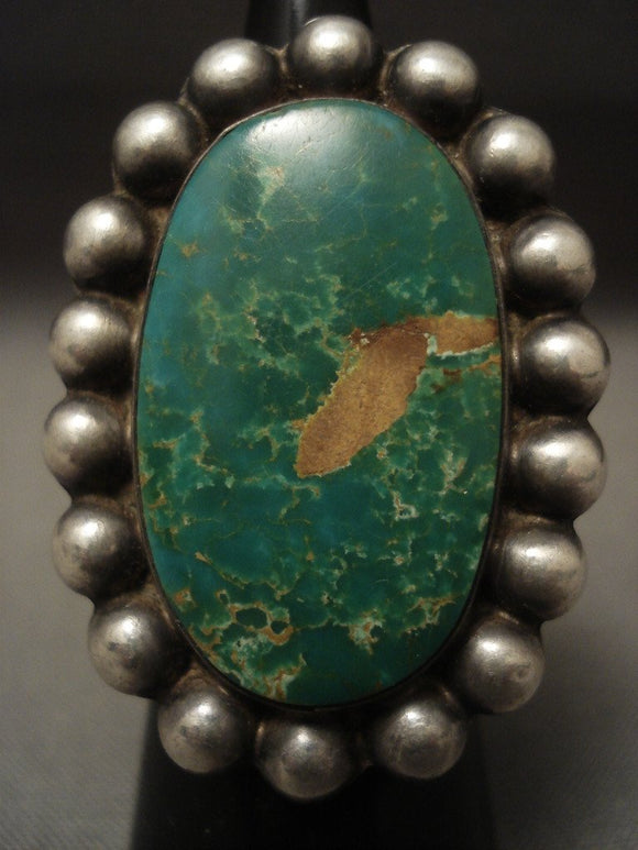 Early 1900's Very Rare Hachita Turquoise Native American Jewelry Silver Ring Old-Nativo Arts