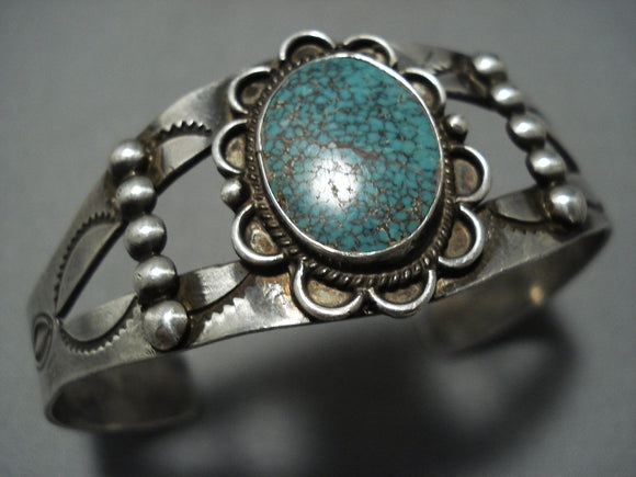 Early 1900's Very Rare Turquoise Vintage Native American Jewelry Navajo Sterling Silver Bracelet Old-Nativo Arts