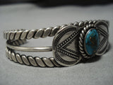 Early 1900's Vintage Native American Jewelry Navajo Crow Springs Turquoise Sterling Silver Bracelet-Nativo Arts