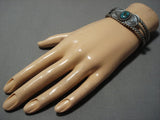 Early 1900's Vintage Native American Jewelry Navajo Crow Springs Turquoise Sterling Silver Bracelet-Nativo Arts