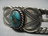 Early 1900's Vintage Native American Jewelry Navajo Crow Springs Turquoise Sterling Silver Bracelet-Nativo Arts