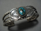 Early 1900's Vintage Native American Jewelry Navajo Crow Springs Turquoise Sterling Silver Bracelet-Nativo Arts