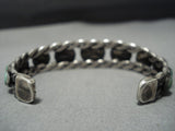 Early 1900's Vintage Native American Jewelry Navajo Graduating Round Turquoise Sterling Silver Bracelet-Nativo Arts
