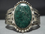 Early 1900's Vintage Native American Jewelry Navajo Green Turquoise Sterling Silver Bracelet-Nativo Arts
