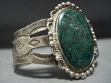 Early 1900's Vintage Native American Jewelry Navajo Green Turquoise Sterling Silver Bracelet-Nativo Arts