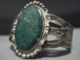 Early 1900's Vintage Native American Jewelry Navajo Green Turquoise Sterling Silver Bracelet-Nativo Arts