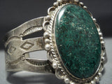 Early 1900's Vintage Native American Jewelry Navajo Green Turquoise Sterling Silver Bracelet-Nativo Arts