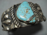 Early 1900's Vintage Native American Jewelry Navajo Ingot Or Sterling Silver Natural Turquoise Bracelet-Nativo Arts