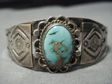 Early 1900's Vintage Native American Jewelry Navajo Sterling Silver Royston Turquoise Bracelet Old-Nativo Arts