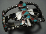 Early 1900's Vintage Native American Jewelry Zuni Turquoise Sterling Silver Knifewing Bracelet Old-Nativo Arts
