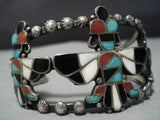 Early 1900's Vintage Native American Jewelry Zuni Turquoise Sterling Silver Knifewing Bracelet Old-Nativo Arts
