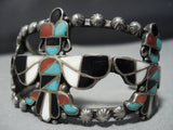 Early 1900's Vintage Native American Jewelry Zuni Turquoise Sterling Silver Knifewing Bracelet Old-Nativo Arts