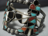 Early 1900's Vintage Native American Jewelry Zuni Turquoise Sterling Silver Knifewing Bracelet Old-Nativo Arts